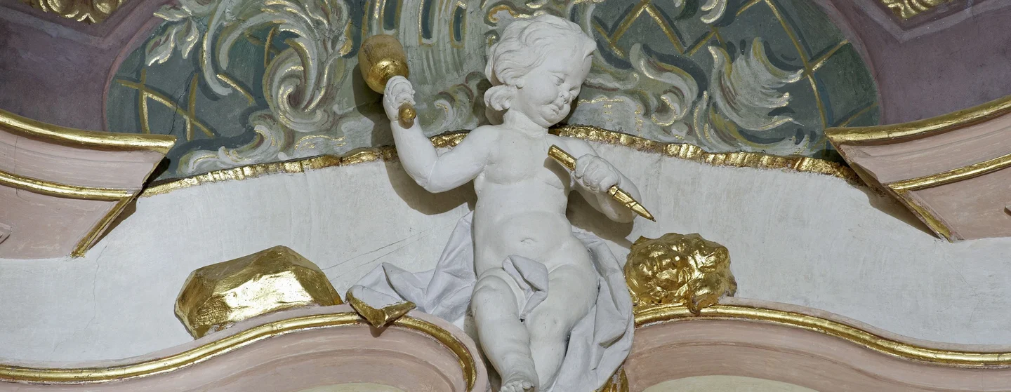 Nouveau Château de Meersburg, angelot dans la salle des banquets; l'image: Staatliche Schlösser und Gärten Baden-Württemberg, 