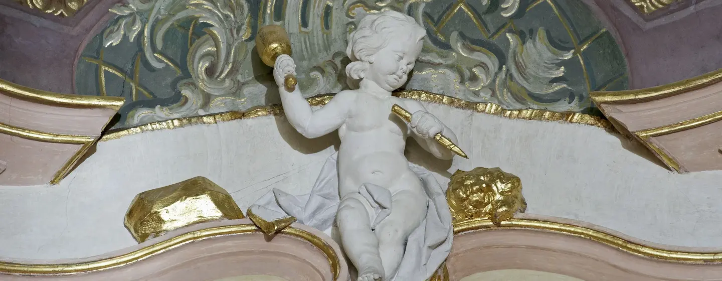 Nouveau Château de Meersburg, angelot dans la salle des banquets; l'image: Staatliche Schlösser und Gärten Baden-Württemberg, 