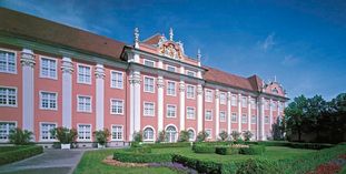 Lake side facade and palace garden, Meersburg New Palace.