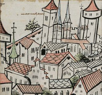 Constance circa 1475, with one of the oldest illustrations of the cathedral