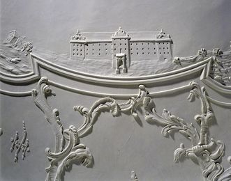 Stucco detail on the side of Meersburg New Palace facing town