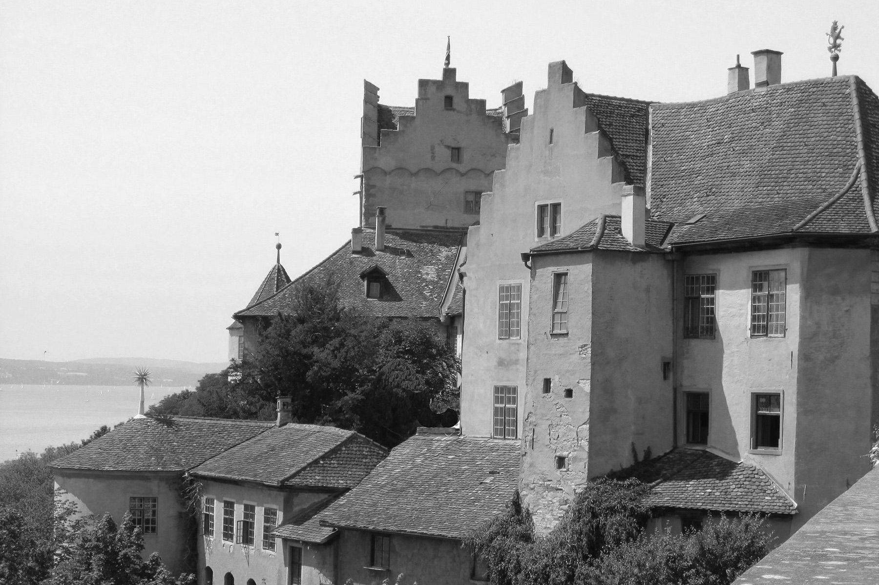 Altes Schloss Meersburg, Ansicht mit Bodensee