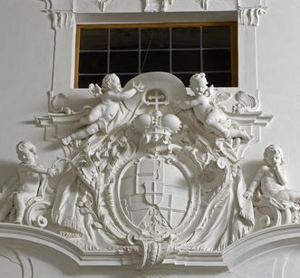 Blason en stuc du prince-évêque Franz Conrad von Rodt au nouveau château de Meersburg 