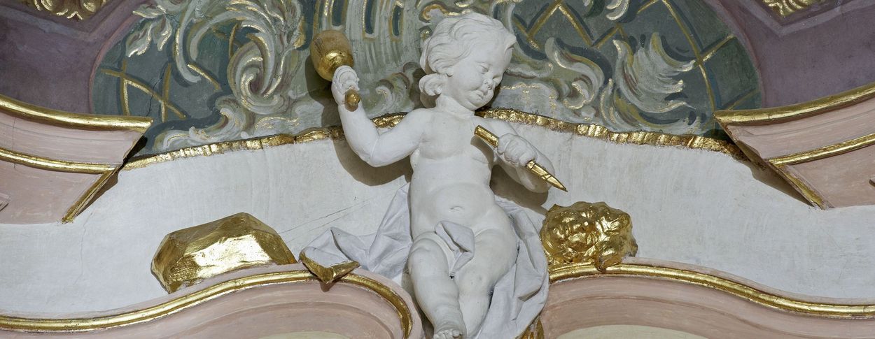 Foto: Staatliche Schlösser und Gärten Baden-Württemberg, Arnim Weischer Neues Schloss Meersburg, Putte im Festsaal