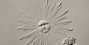 Sun from the illustration of midday, stucco element in the first antechamber at Meersburg New Palace, by Carlo Pozzi, 1760/62.