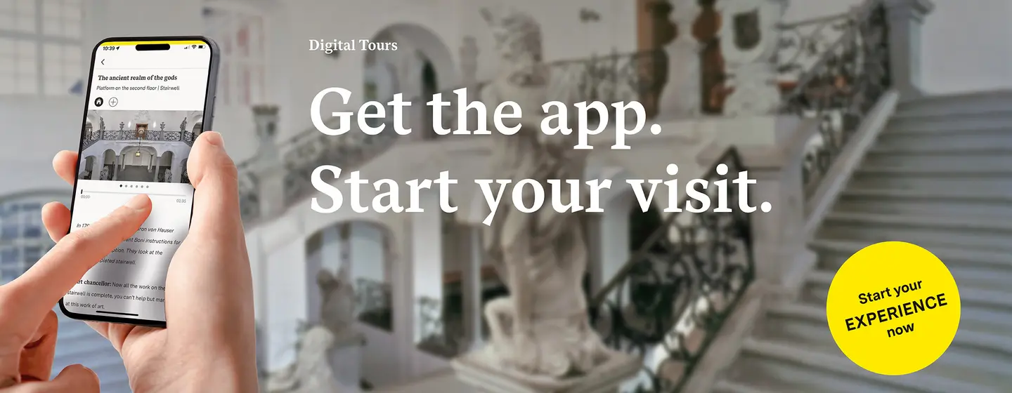 Motiv: Staaliche Schlösser und Gärten Baden-Württemberg, Illustration: JUNG:Kommunikation GmbH Meersburg New Palace, advertising banner for the app "Monument BW"