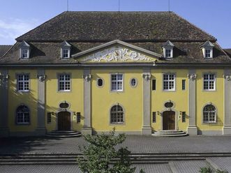 Interior courtyard side of the former equestrian school in Meersburg, now the state vineyard